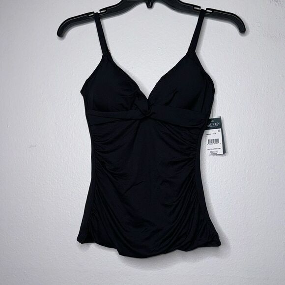 Ralph Lauren Lauren Beach Club Solid Slimming Fit Surplice Tankini Size 6 - Picture 6 of 11